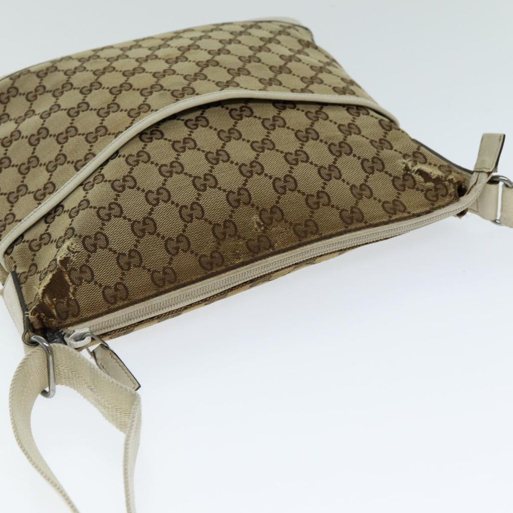 GUCCI GG Canvas Shoulder Bag Beige White 145857 82178