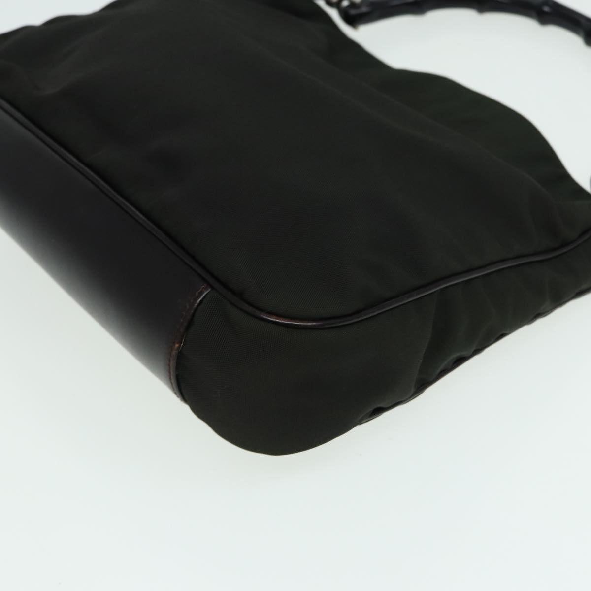 GUCCI Bamboo Hand Bag Nylon 2way Khaki 001 1638 82192