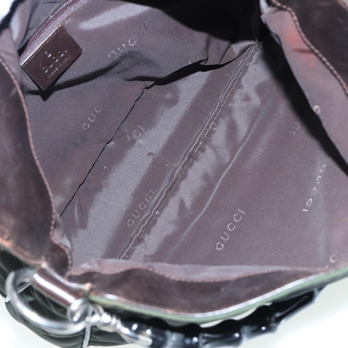 GUCCI Bamboo Hand Bag Nylon 2way Khaki 001 1638 82192