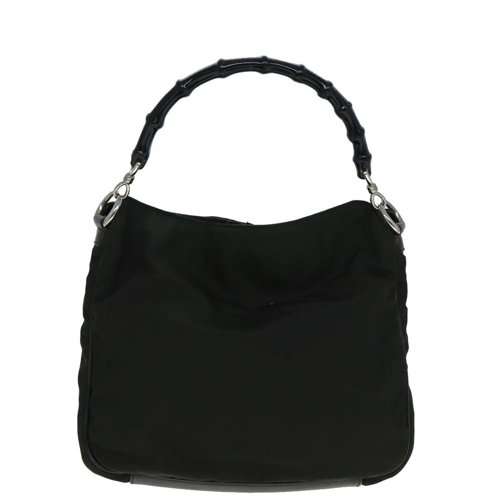GUCCI Bamboo Hand Bag Nylon 2way Khaki 001 1638 82192