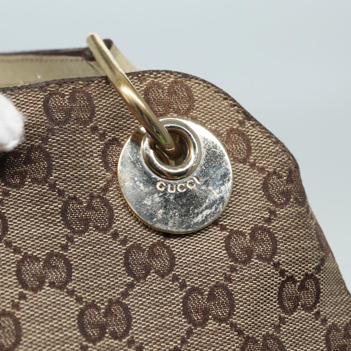 GUCCI GG Canvas Shoulder Bag Beige 121023 82193