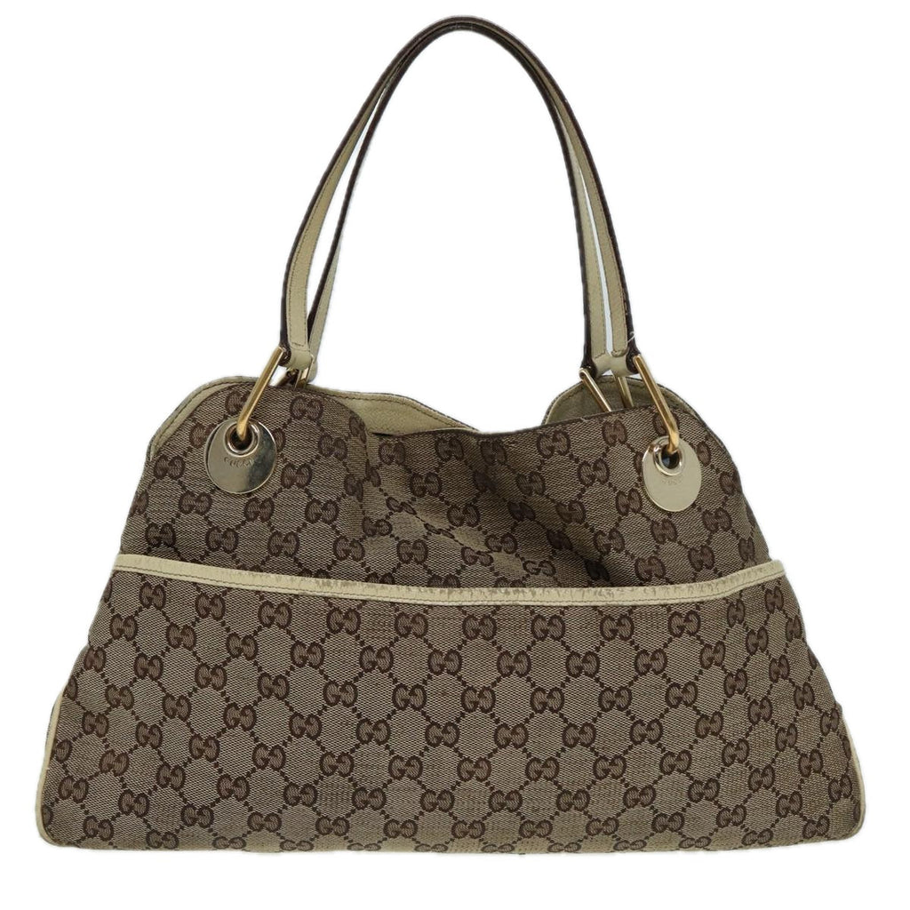 GUCCI GG Canvas Shoulder Bag Beige 121023 82193