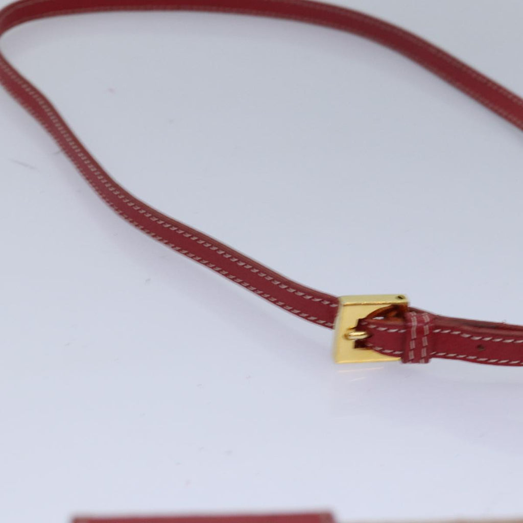 FENDI Mamma Baguette Shoulder Bag Beads Zucchino Canvas Red 82244