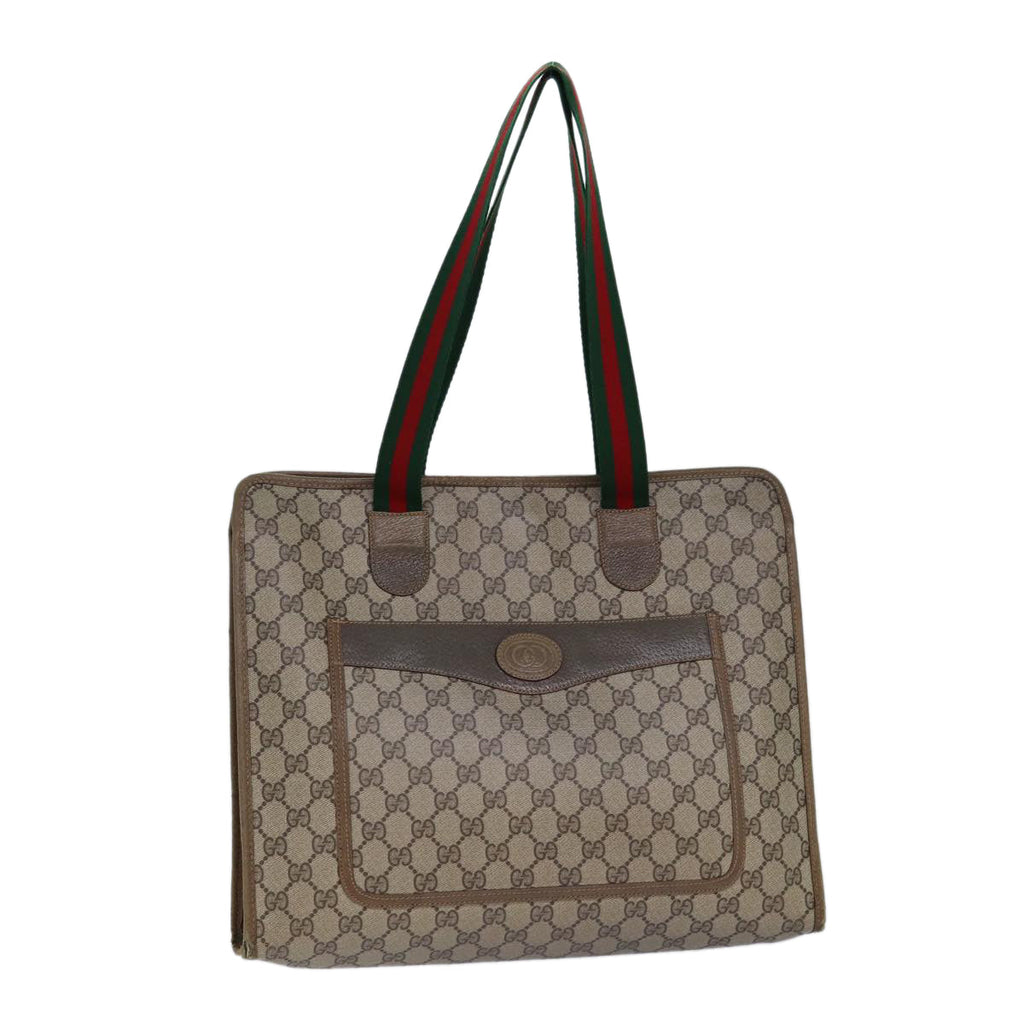 GUCCI GG Supreme Tote Bag WebSherry Line PVC Beige 89.02.997 82256