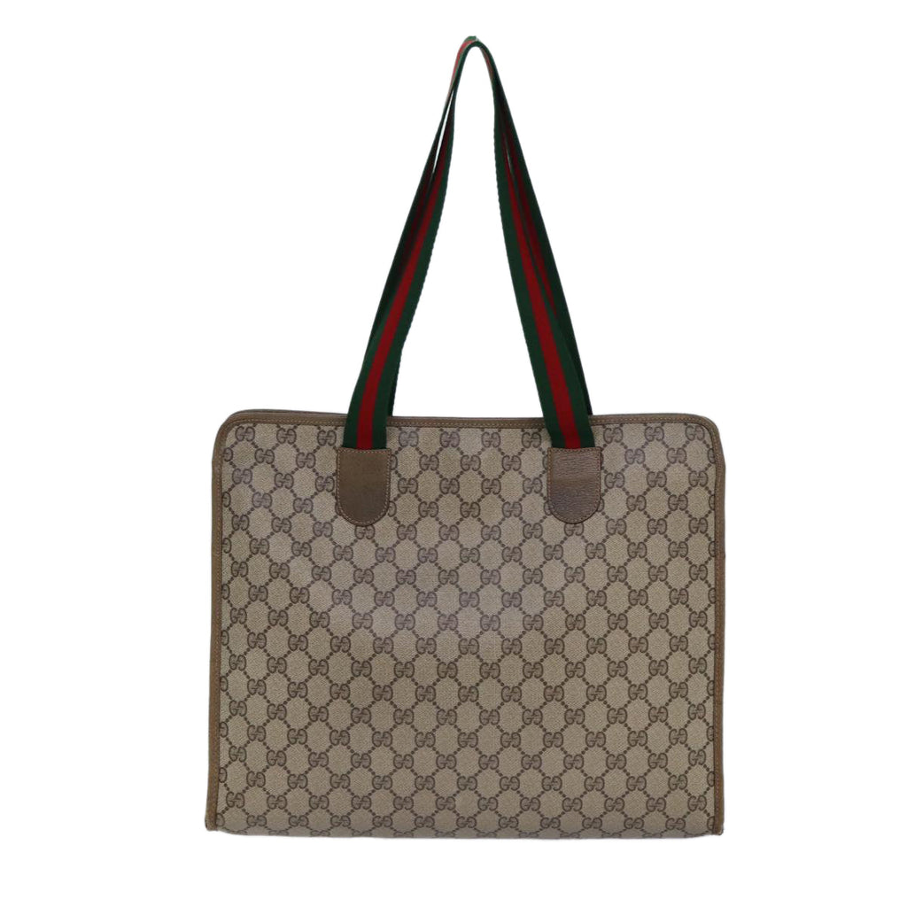 GUCCI GG Supreme Tote Bag WebSherry Line PVC Beige 89.02.997 82256