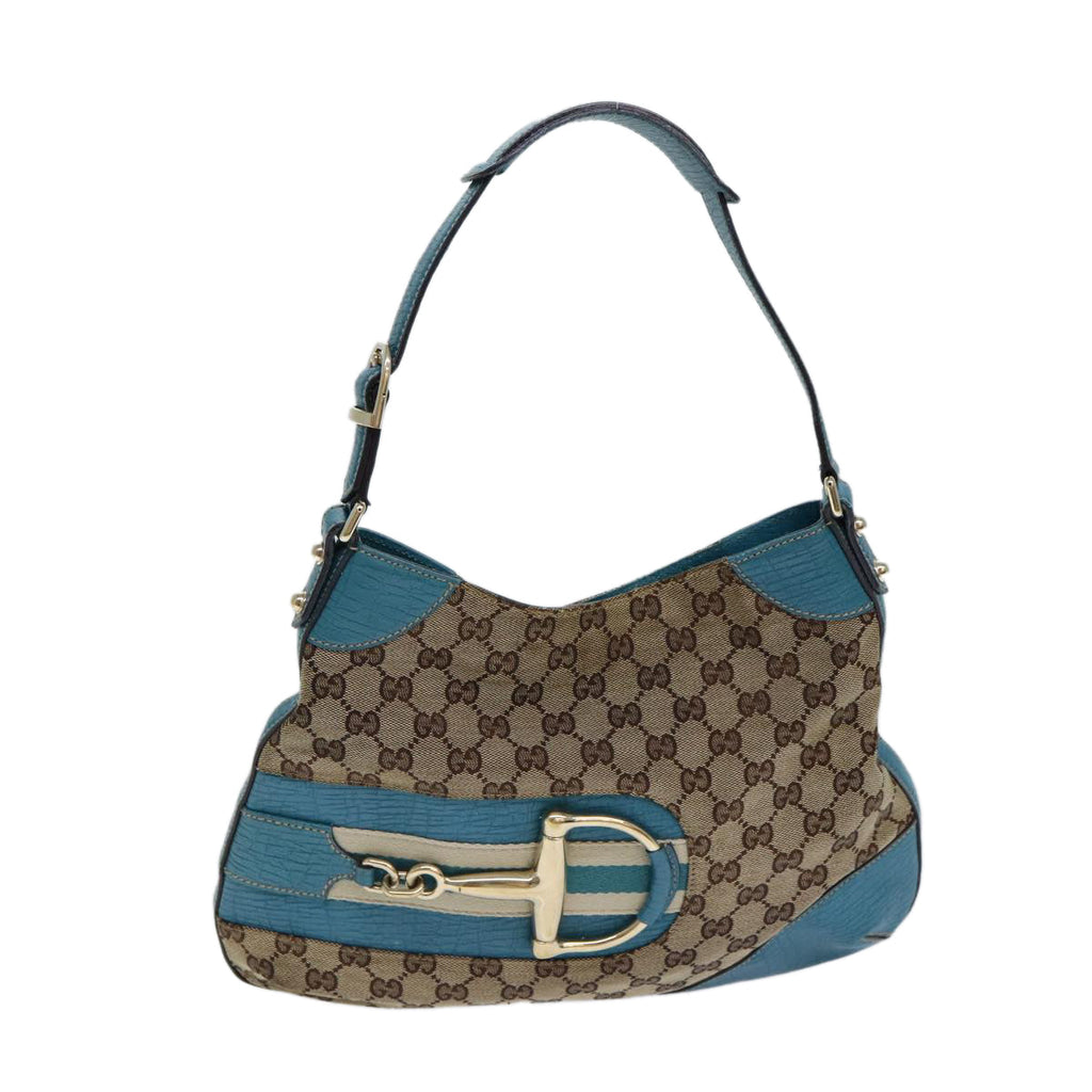 GUCCI Horsebit Sherry Line GG Canvas Shoulder Bag Beige 137388 82262