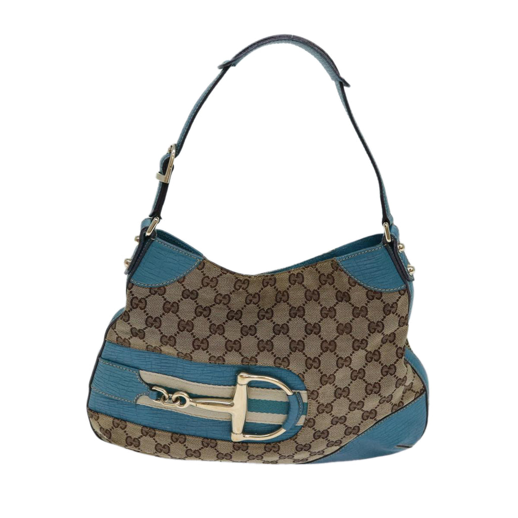 GUCCI Horsebit Sherry Line GG Canvas Shoulder Bag Beige 137388 82262