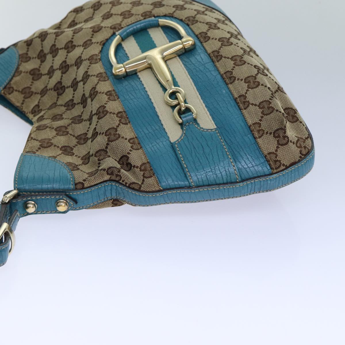 GUCCI Horsebit Sherry Line GG Canvas Shoulder Bag Beige 137388 82262