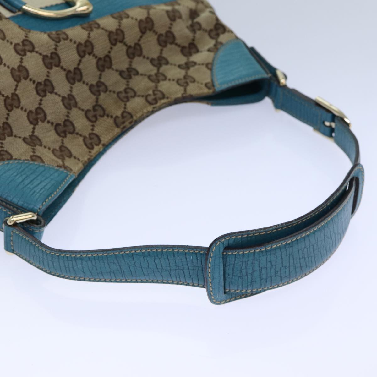 GUCCI Horsebit Sherry Line GG Canvas Shoulder Bag Beige 137388 82262