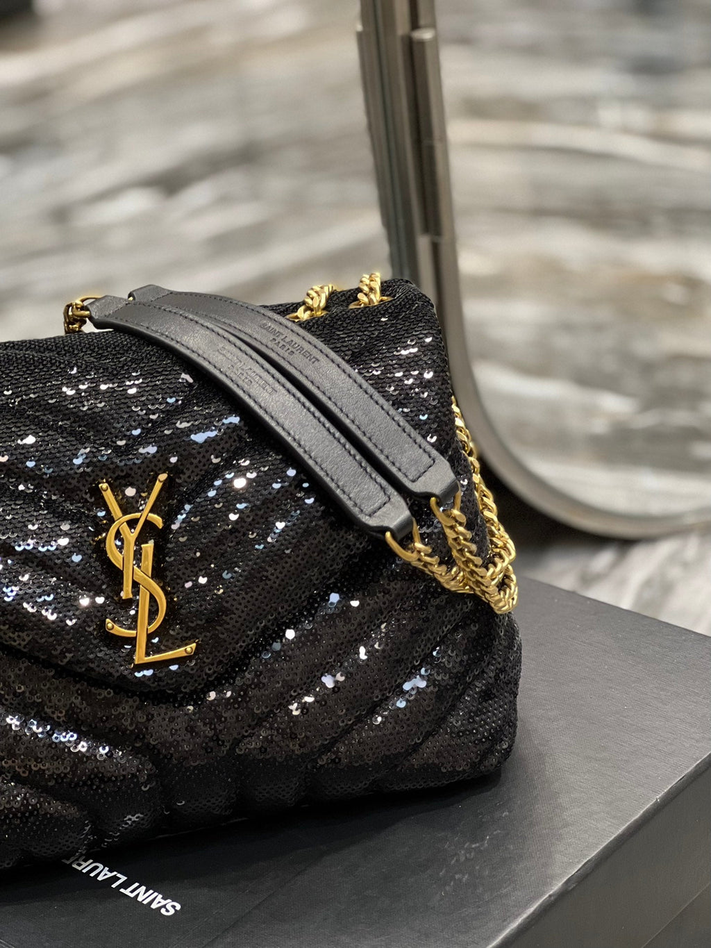 YSSL Loulou Small Chain Bag Black For Women, Women’s Bags 9in/23cm YSL 494699FAAER1000