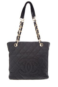 Chanel Vintage Black Caviar Petite Shopping Tote