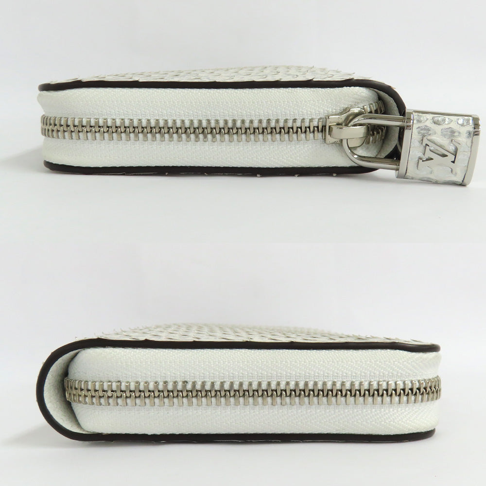 Louis Vuitton Zippy Wallet Python N83603 Round  Wallet Leather White x Silver Padlock CITES  Mens Extreme Beauty