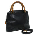 GUCCI Bamboo Hand Bag Leather 2way Black 000 090 0290 82700