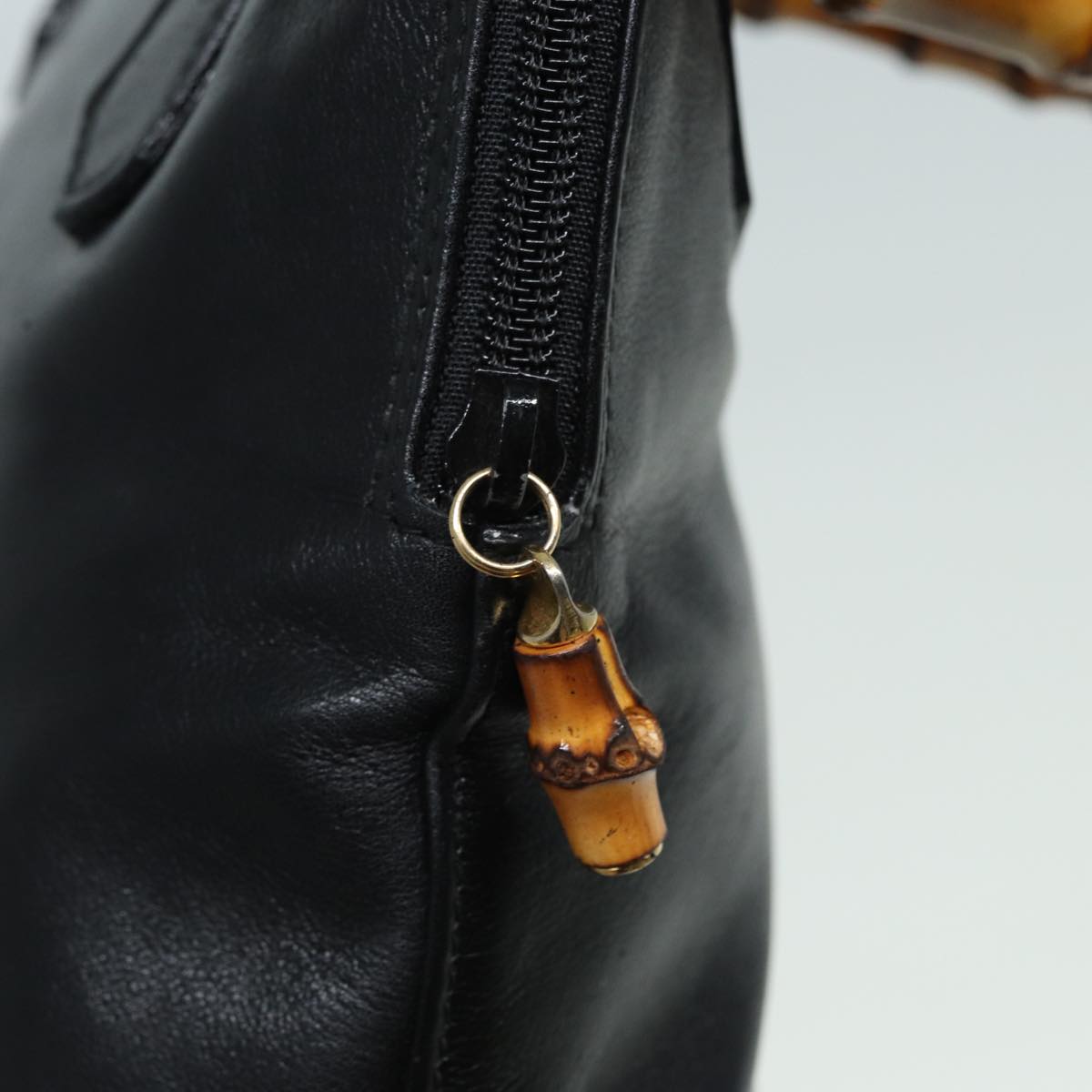 GUCCI Bamboo Hand Bag Leather 2way Black 000 090 0290 82700
