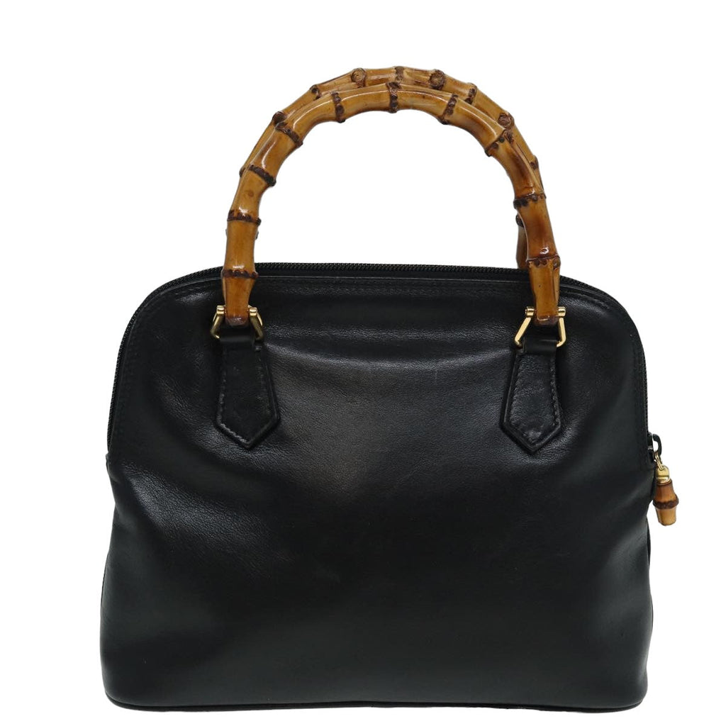 GUCCI Bamboo Hand Bag Leather 2way Black 000 090 0290 82700