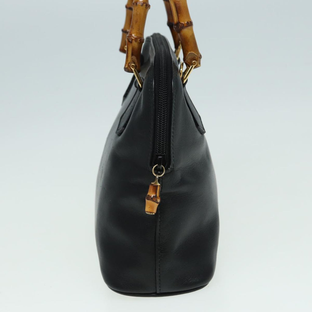 GUCCI Bamboo Hand Bag Leather 2way Black 000 090 0290 82700