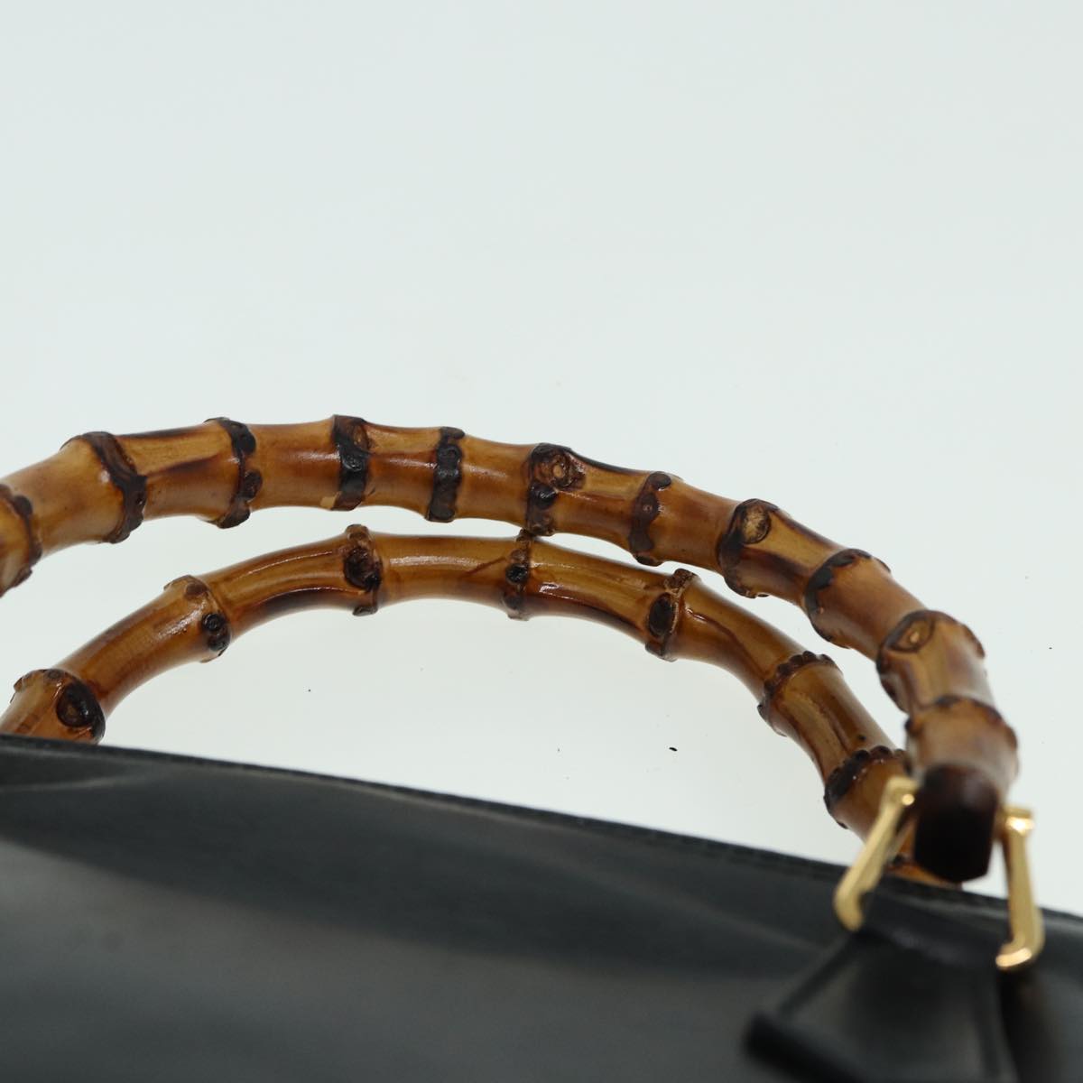 GUCCI Bamboo Hand Bag Leather 2way Black 000 090 0290 82700