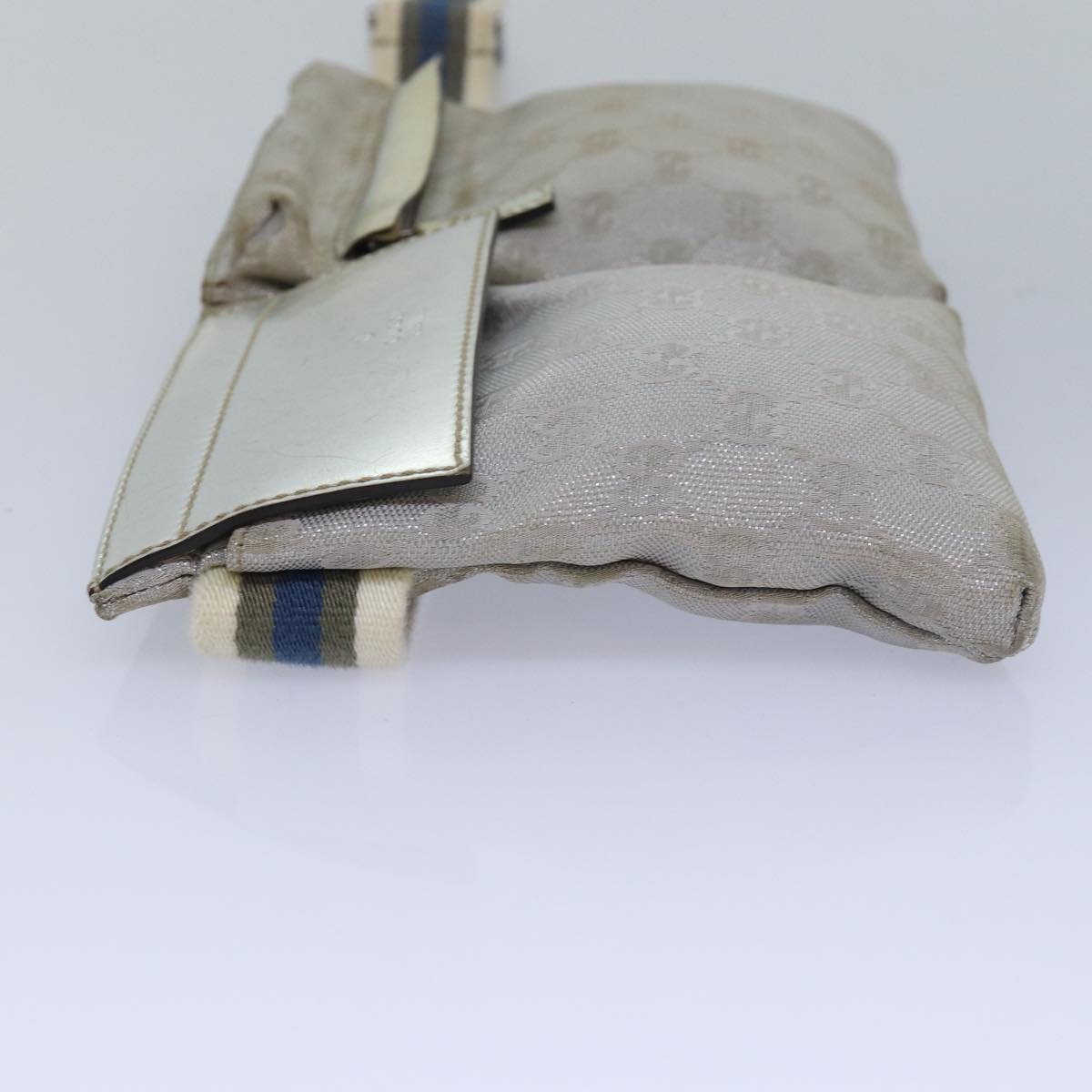 GUCCI GG Canvas Sherry Line Waist bag Silver Blue Gray 28566 82701