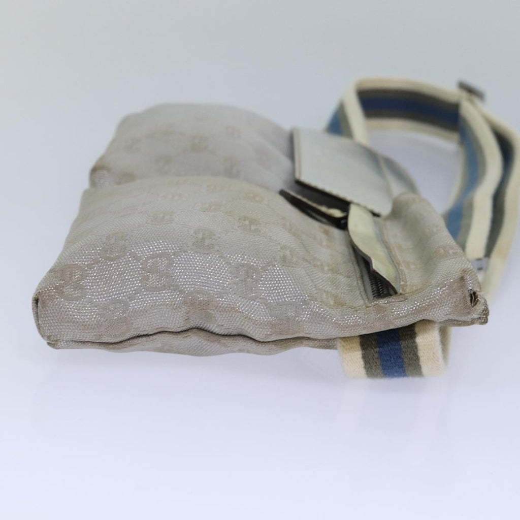 GUCCI GG Canvas Sherry Line Waist bag Silver Blue Gray 28566 82701