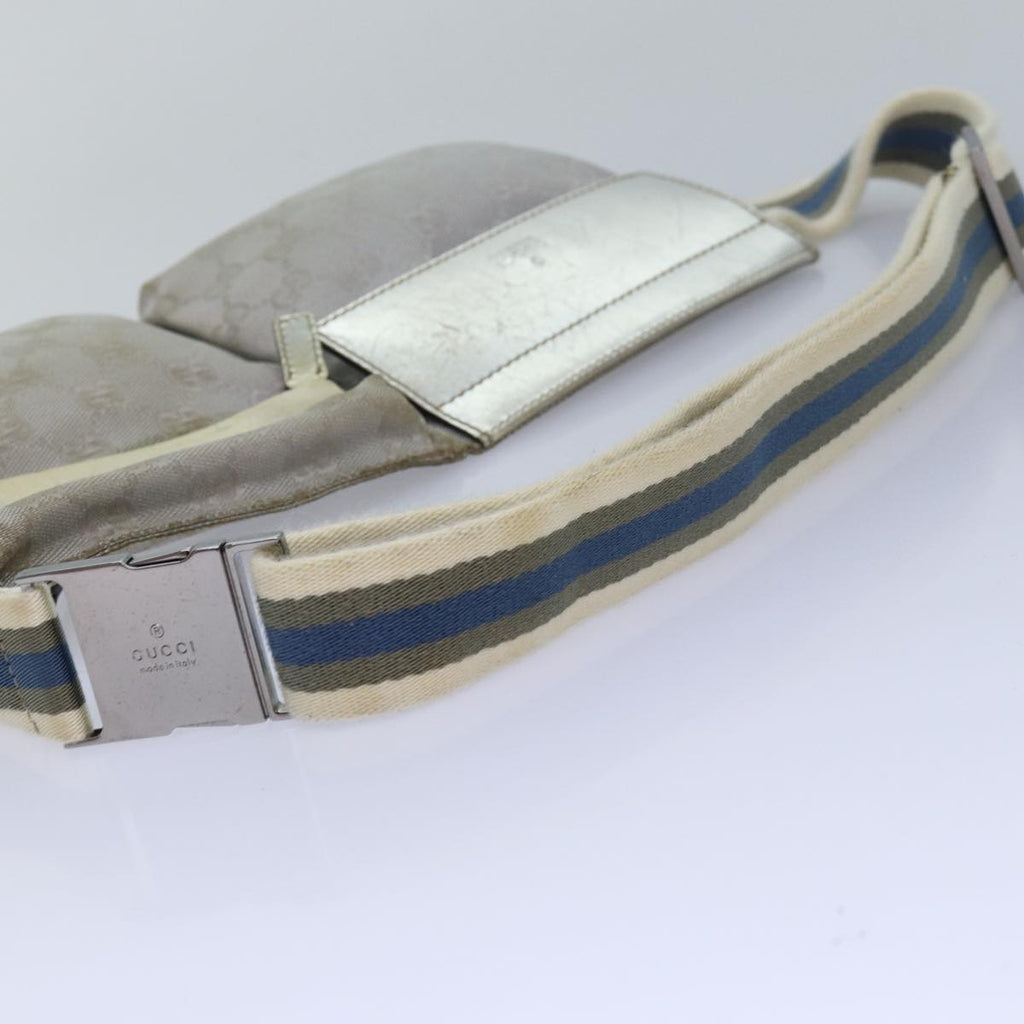 GUCCI GG Canvas Sherry Line Waist bag Silver Blue Gray 28566 82701