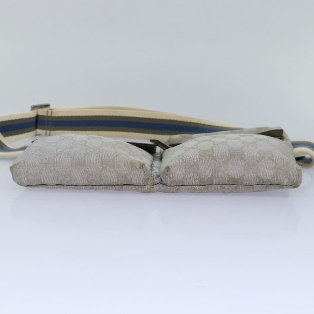 GUCCI GG Canvas Sherry Line Waist bag Silver Blue Gray 28566 82701