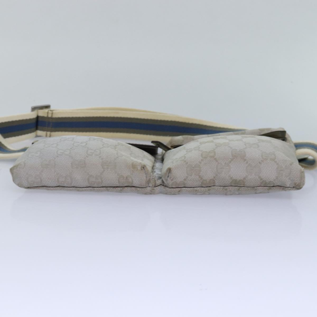 GUCCI GG Canvas Sherry Line Waist bag Silver Blue Gray 28566 82701