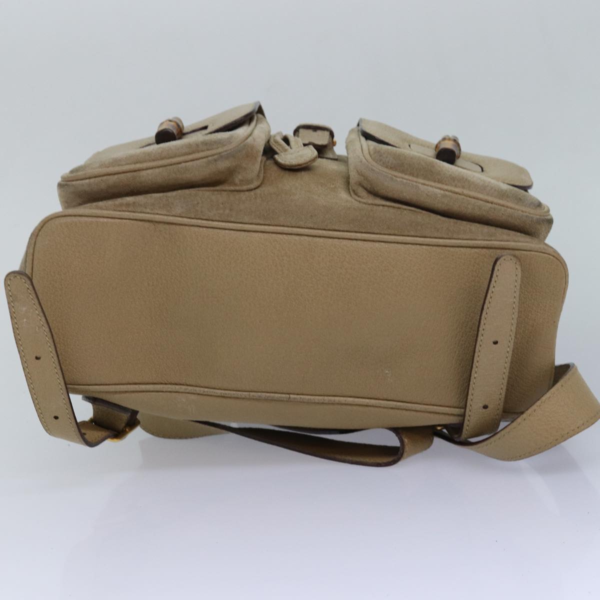 GUCCI Bamboo Backpack Suede Beige 003 2058 0016 82702