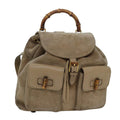 GUCCI Bamboo Backpack Suede Beige 003 2058 0016 82702