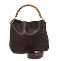 GUCCI Bamboo Shoulder Bag Leather 2way Brown 001 0166 1638 82704