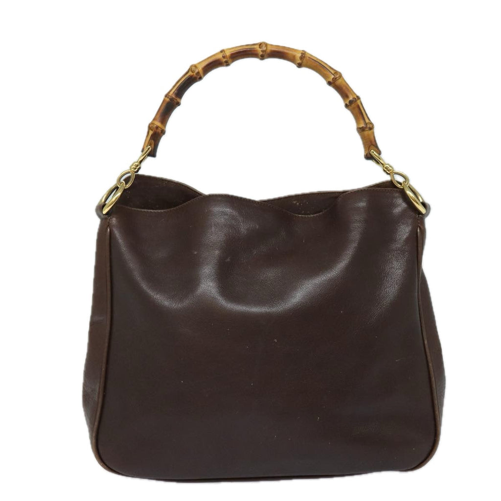 GUCCI Bamboo Shoulder Bag Leather 2way Brown 001 0166 1638 82704