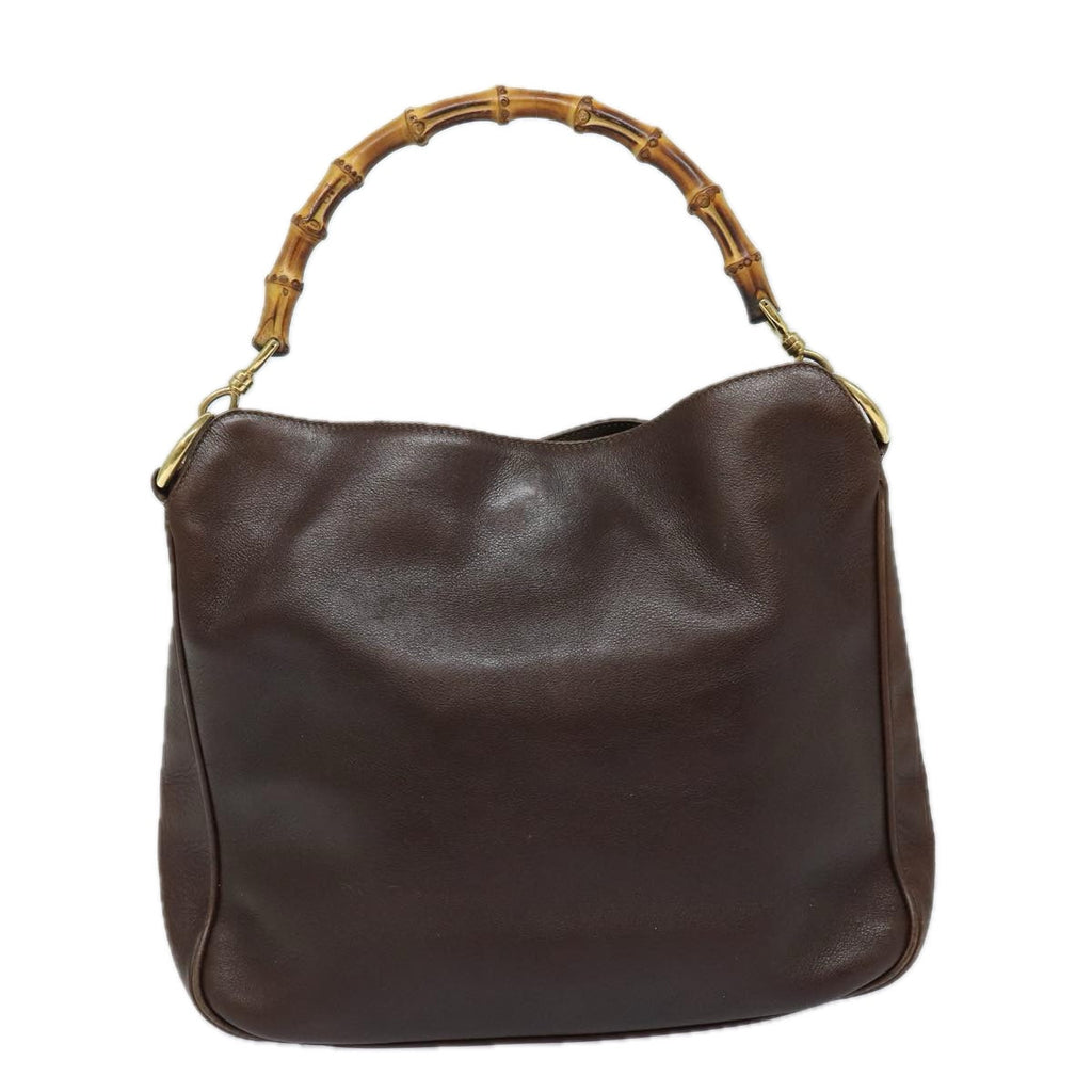 GUCCI Bamboo Shoulder Bag Leather 2way Brown 001 0166 1638 82704