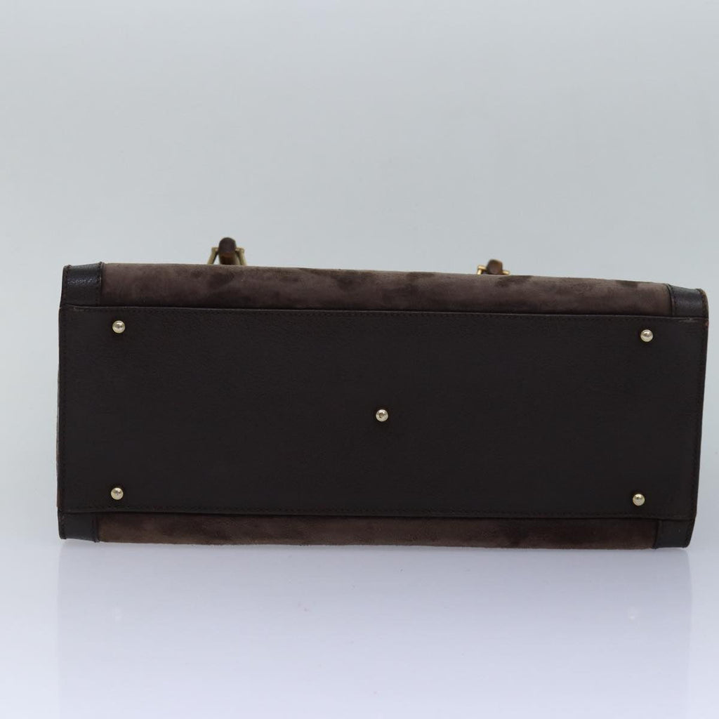 GUCCI Bamboo Hand Bag Suede Brown 002 1095 0260 82706