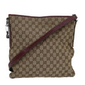 GUCCI GG Canvas Shoulder Bag Beige Red 113013 82709