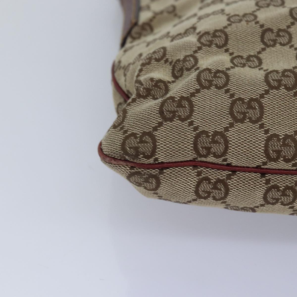 GUCCI GG Canvas Shoulder Bag Beige Red 113013 82709