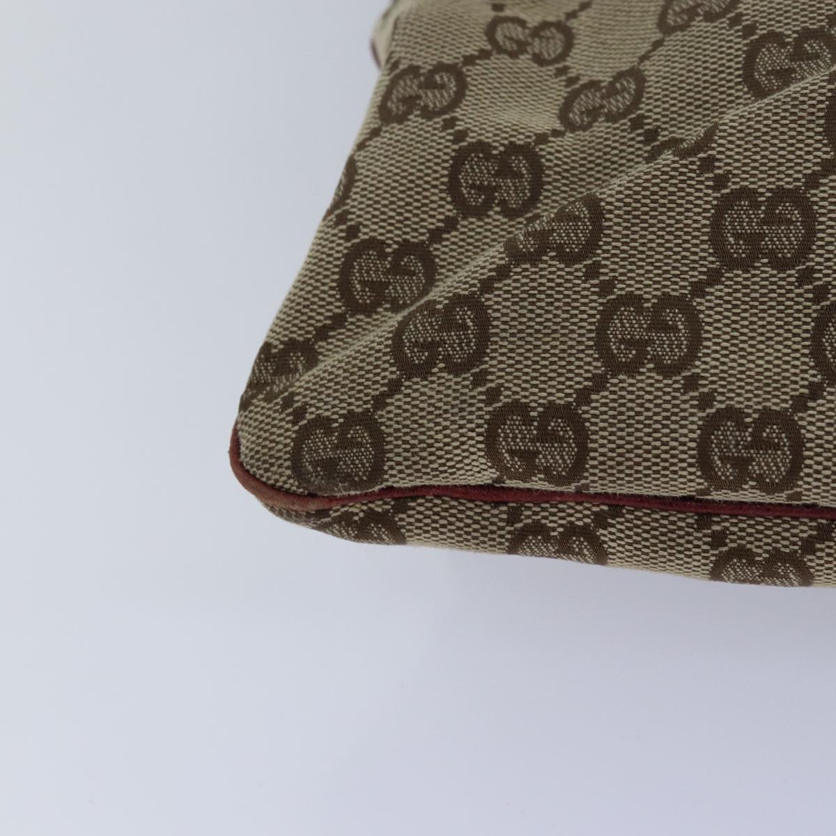 GUCCI GG Canvas Shoulder Bag Beige Red 113013 82709