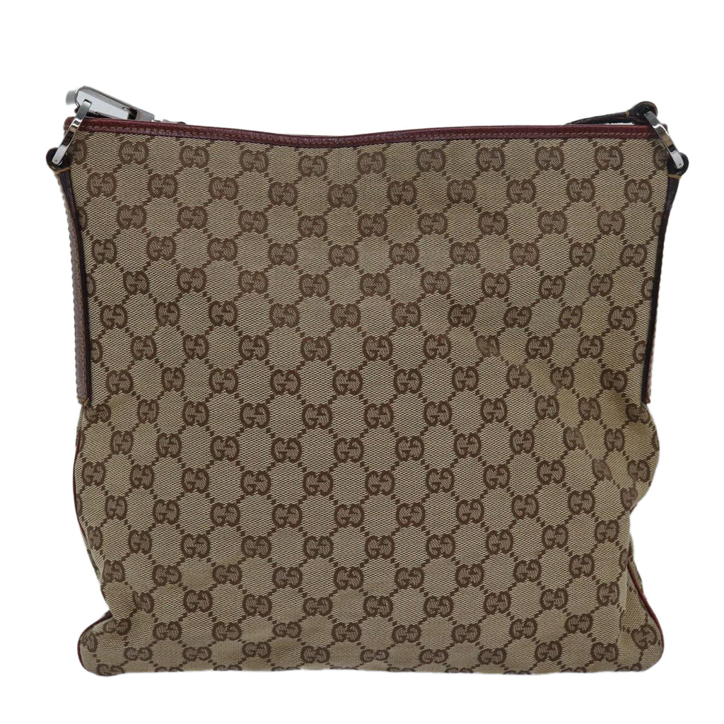GUCCI GG Canvas Shoulder Bag Beige Red 113013 82709