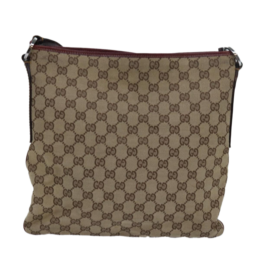 GUCCI GG Canvas Shoulder Bag Beige Red 113013 82709