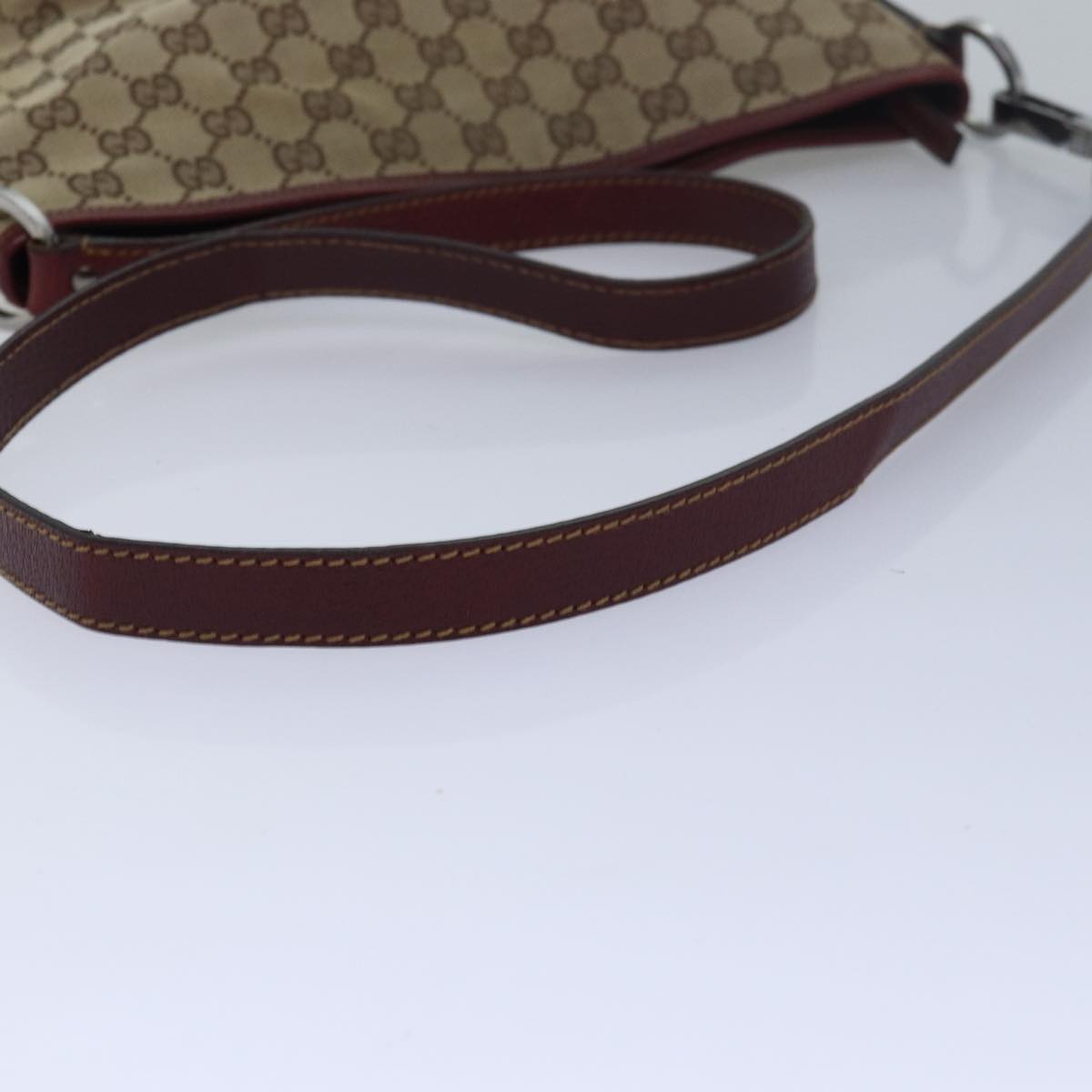GUCCI GG Canvas Shoulder Bag Beige Red 113013 82709