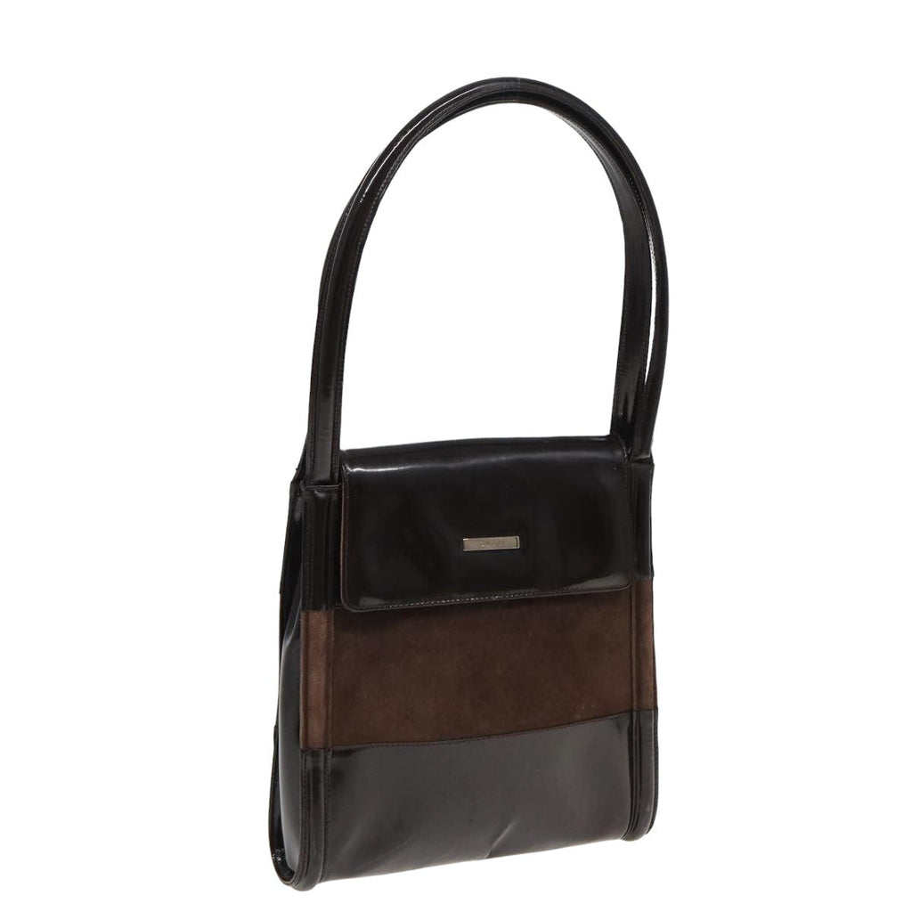 GUCCI Tote Bag Enamel Suede Brown 82713