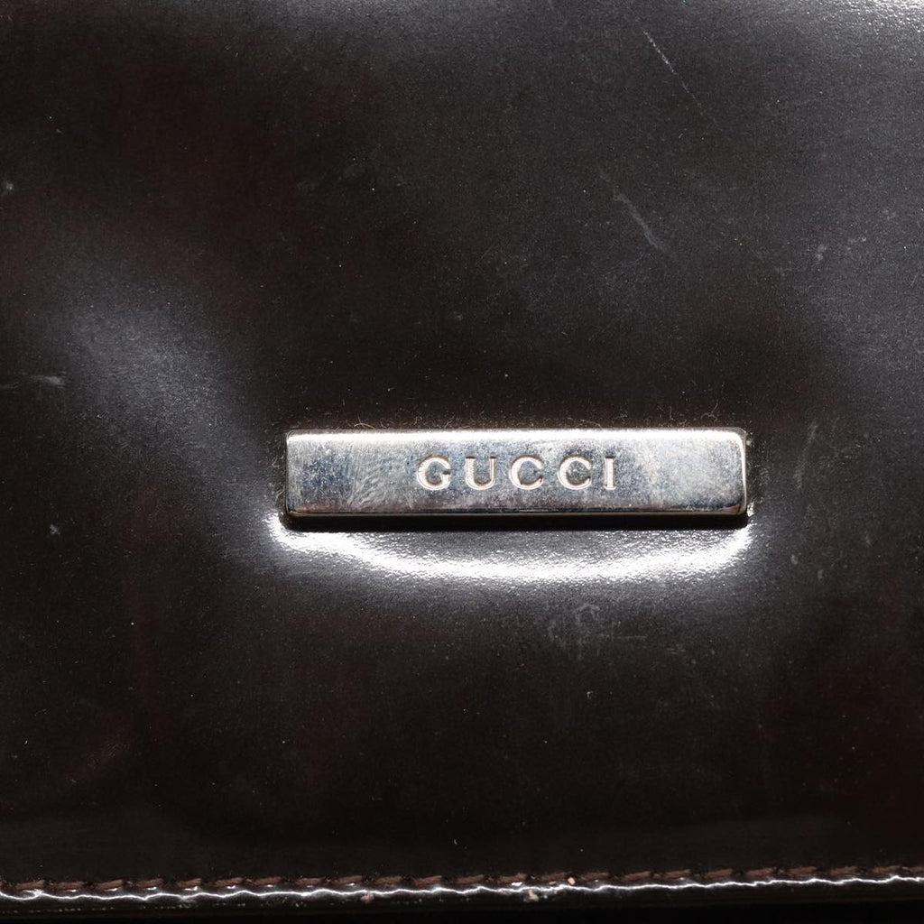 GUCCI Tote Bag Enamel Suede Brown 82713