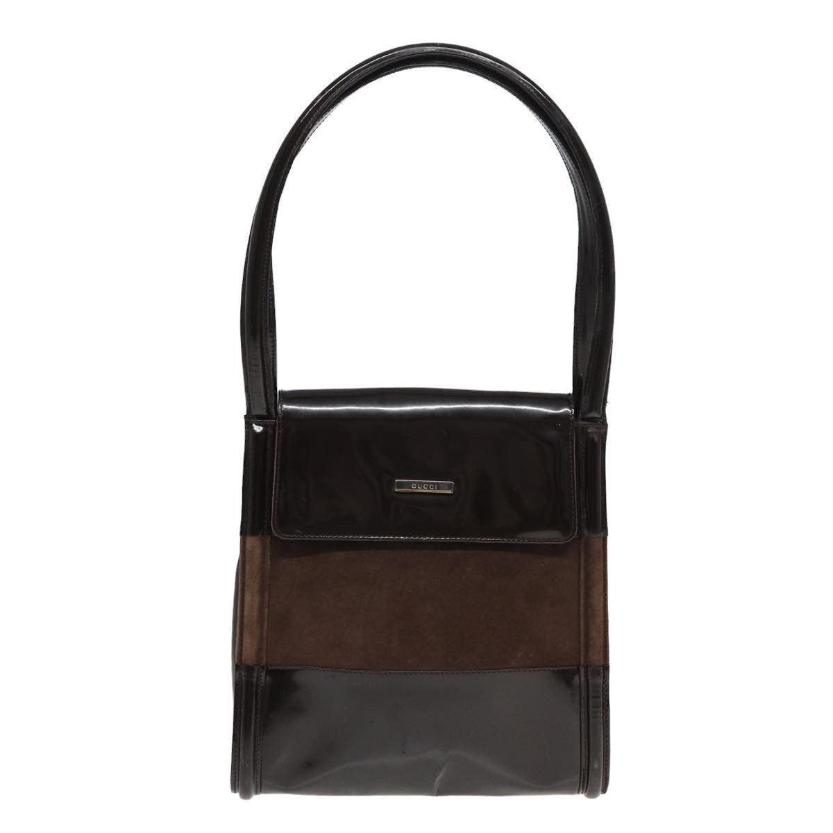 GUCCI Tote Bag Enamel Suede Brown 82713