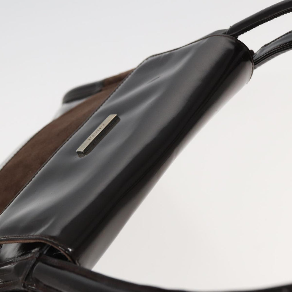 GUCCI Tote Bag Enamel Suede Brown 82713