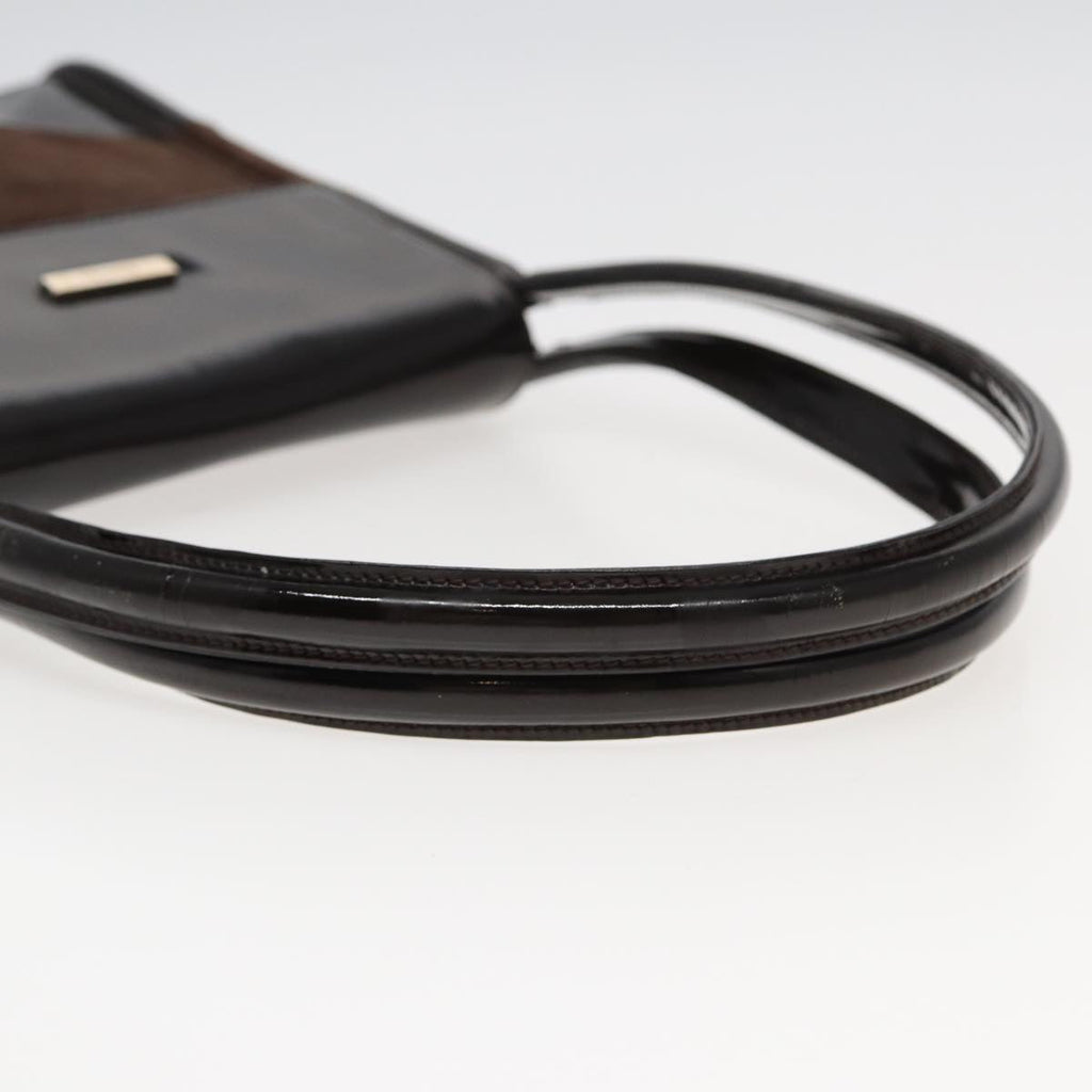 GUCCI Tote Bag Enamel Suede Brown 82713