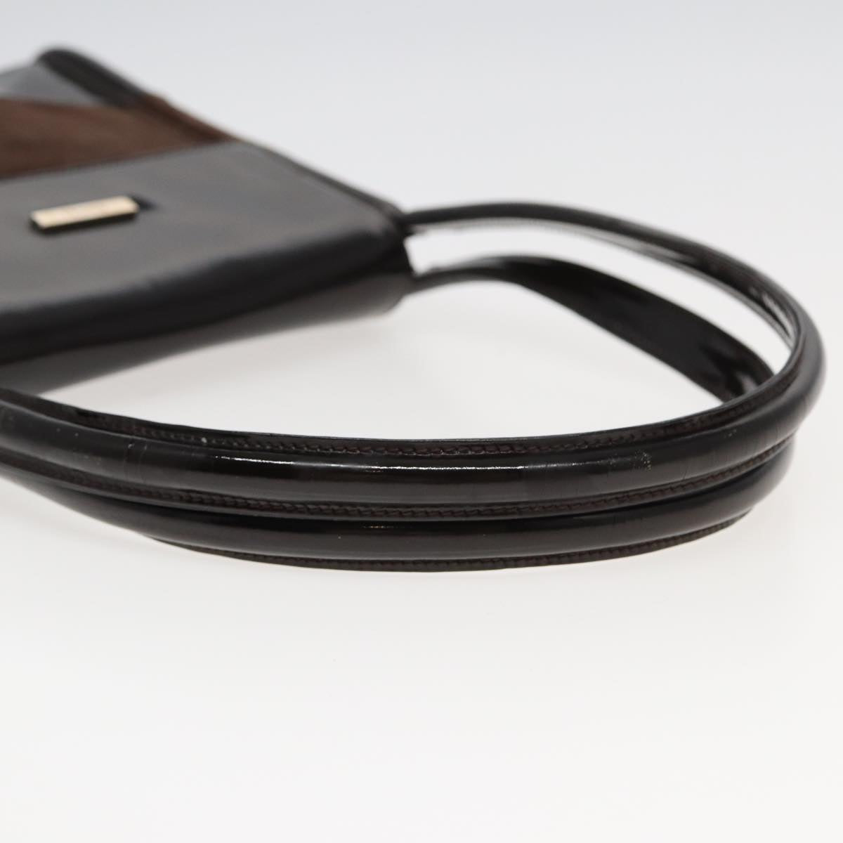 GUCCI Tote Bag Enamel Suede Brown 82713