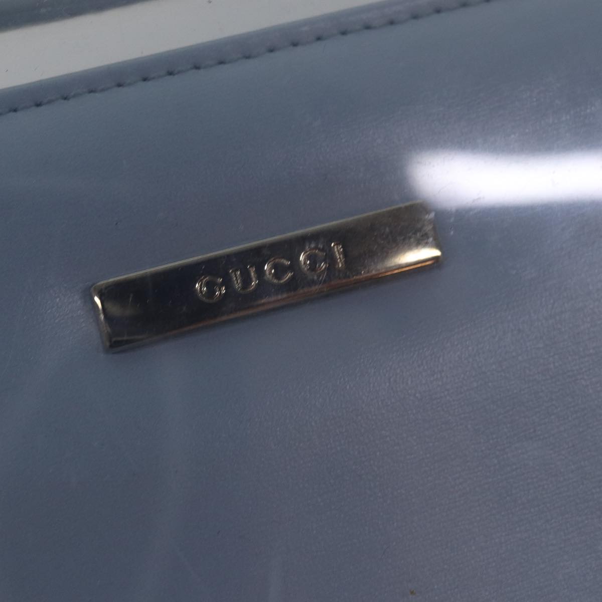 GUCCI Hand Bag Vinyl Light Blue 82716