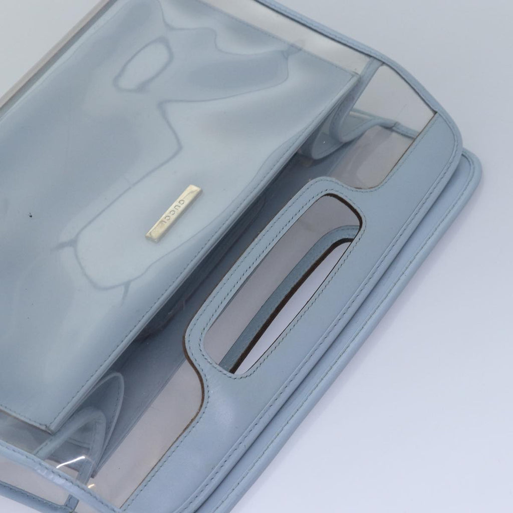 GUCCI Hand Bag Vinyl Light Blue 82716