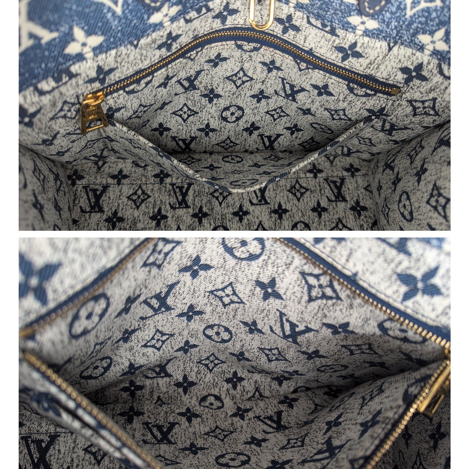 Louis Vuitton Monogram Jacquard Bleu Denim Onthego MM Tote