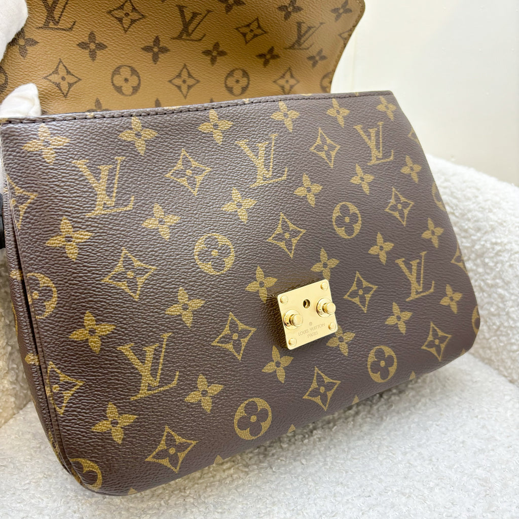 LV Pochette Metis in Reverse Monogram Canvas, Black Leather and GHW