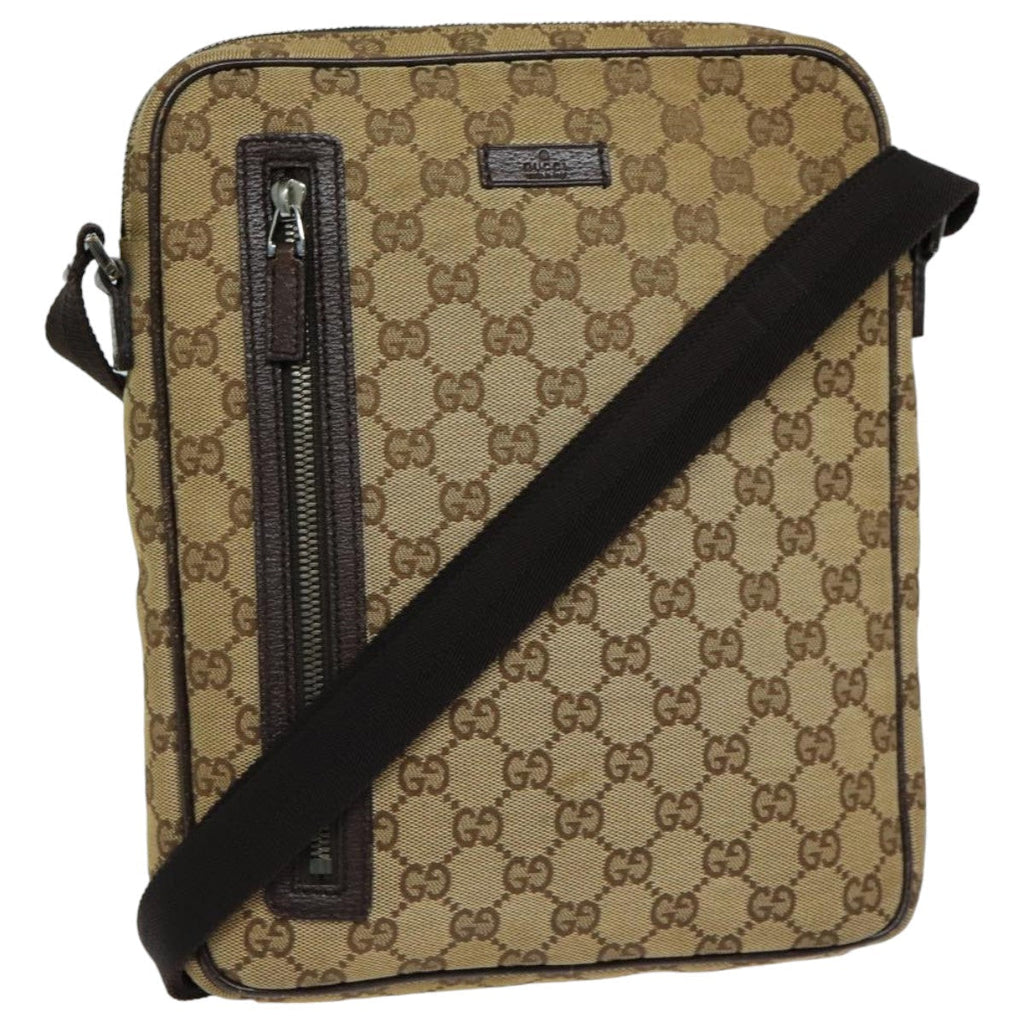 GUCCI GG Canvas Shoulder Bag Beige Brown 122760 82827