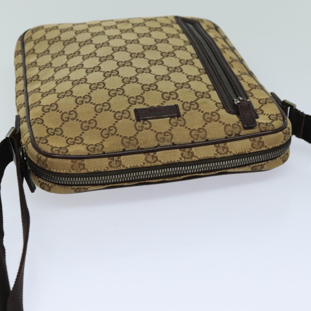 GUCCI GG Canvas Shoulder Bag Beige Brown 122760 82827